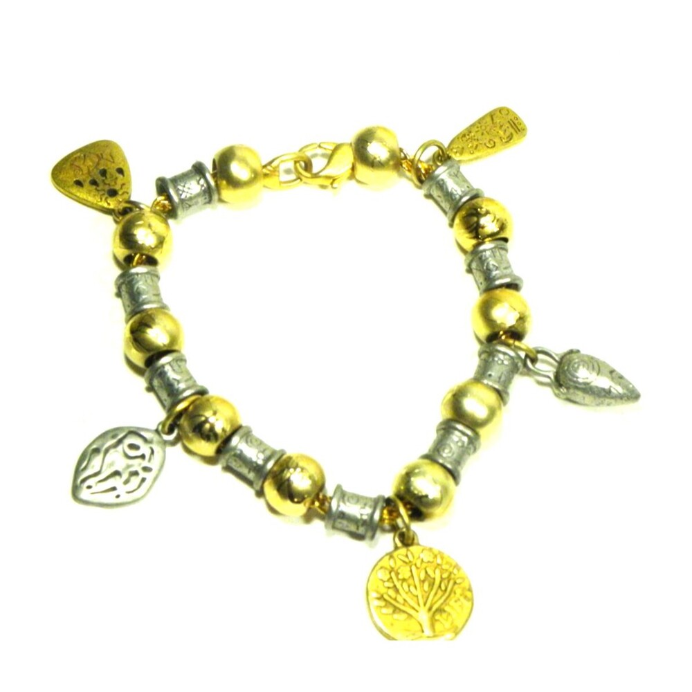 Vintage Charm Bracelet Liz Claiborne Mixed Metal Gold Silver Tone Tree of Life